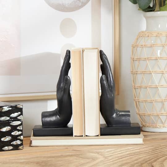9.5" Black Polystone Hand Bookends, 2ct.
